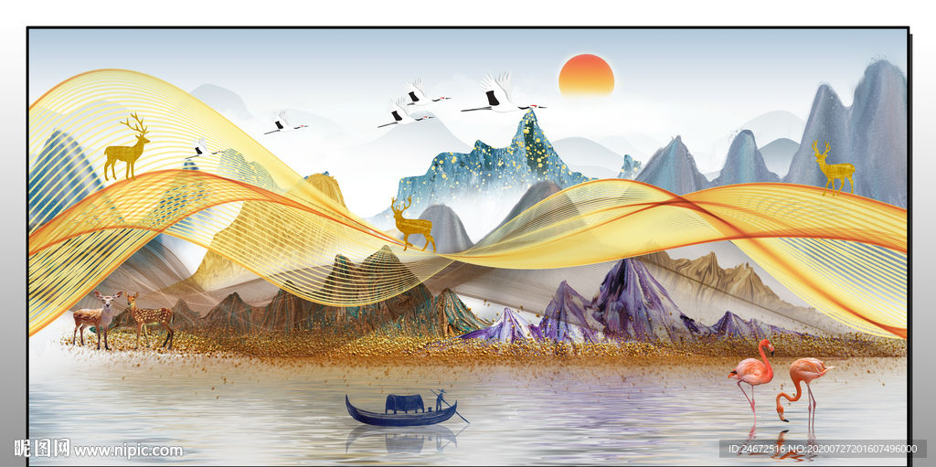 抽象意境山水画