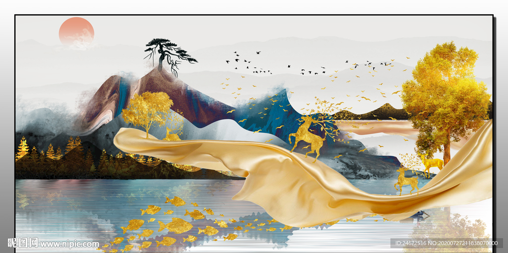 抽象意境山水画 客厅画