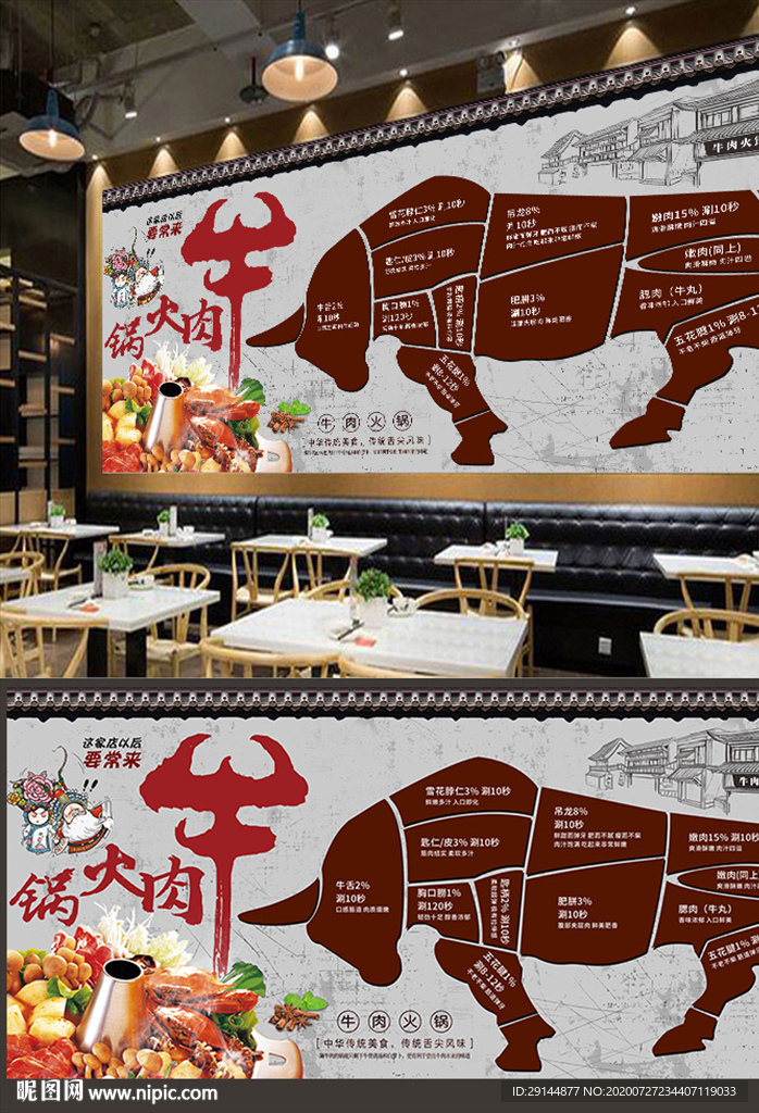 牛肉火锅背景墙