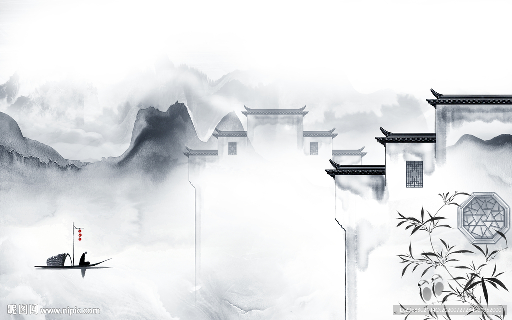 徽派山水意境画 tif分层