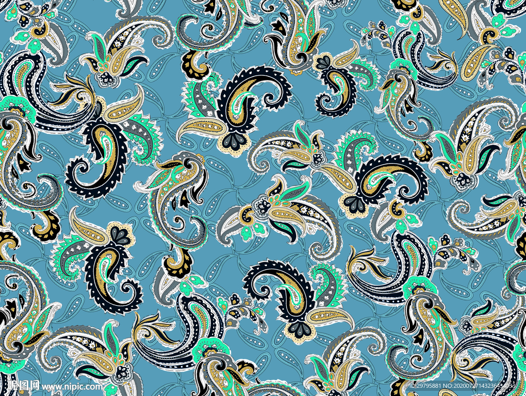 数码 印花腰果 佩斯利