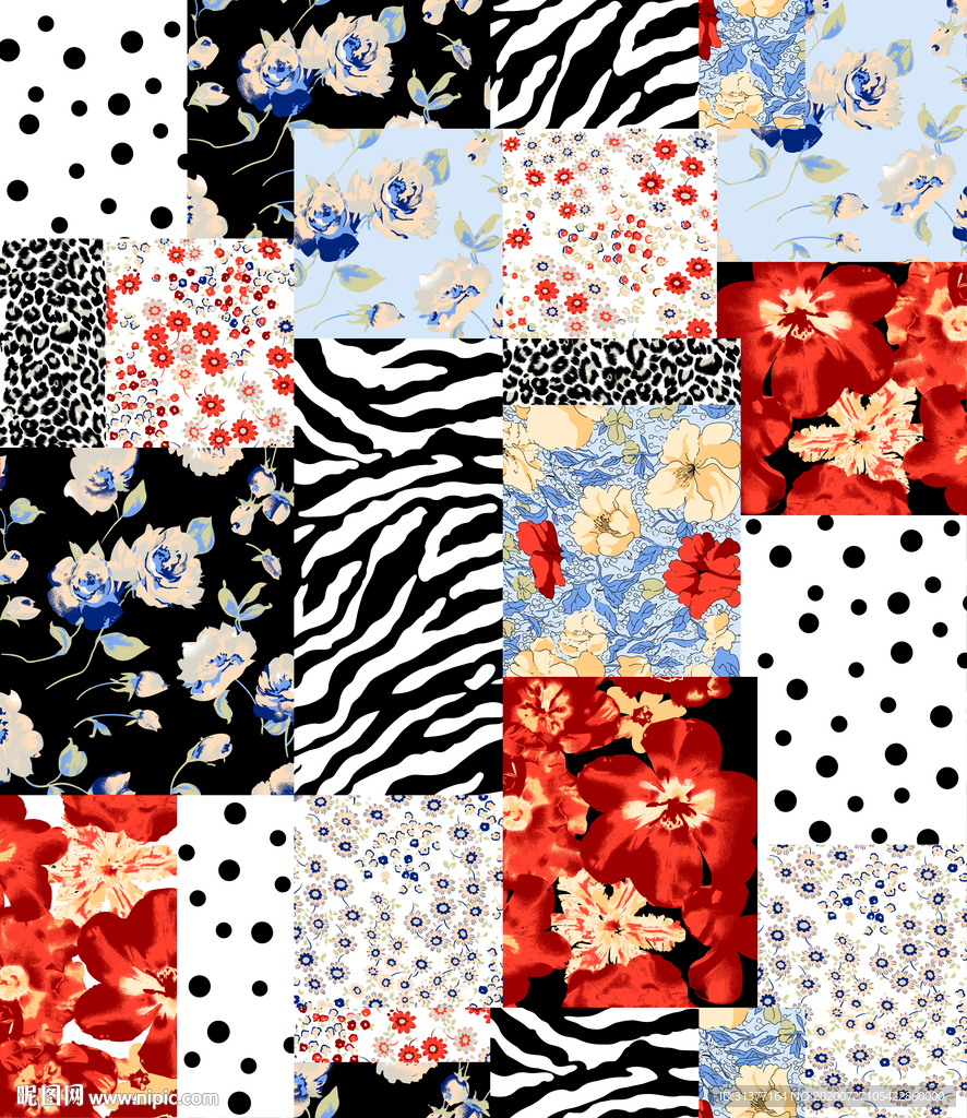 波点豹纹花朵拼图