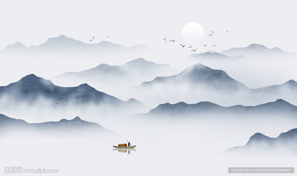 意境水墨山水画