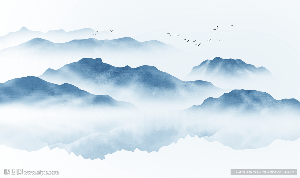 中式水墨山水画