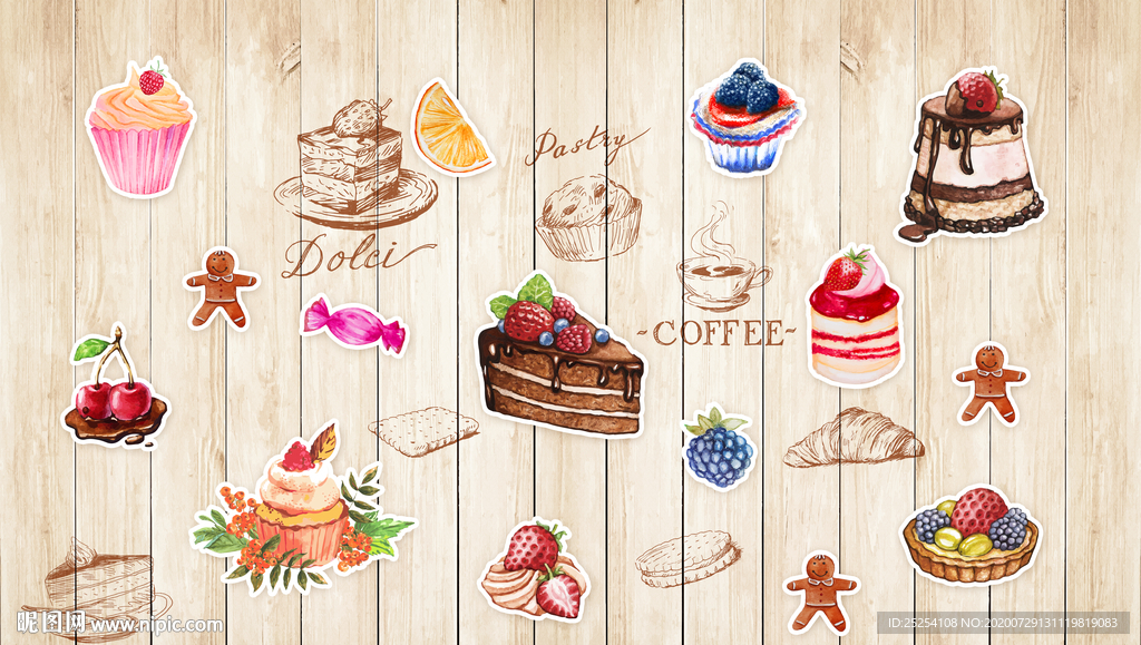 蛋糕店墙画