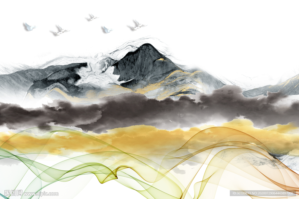抽象背景山水画 TIF分层