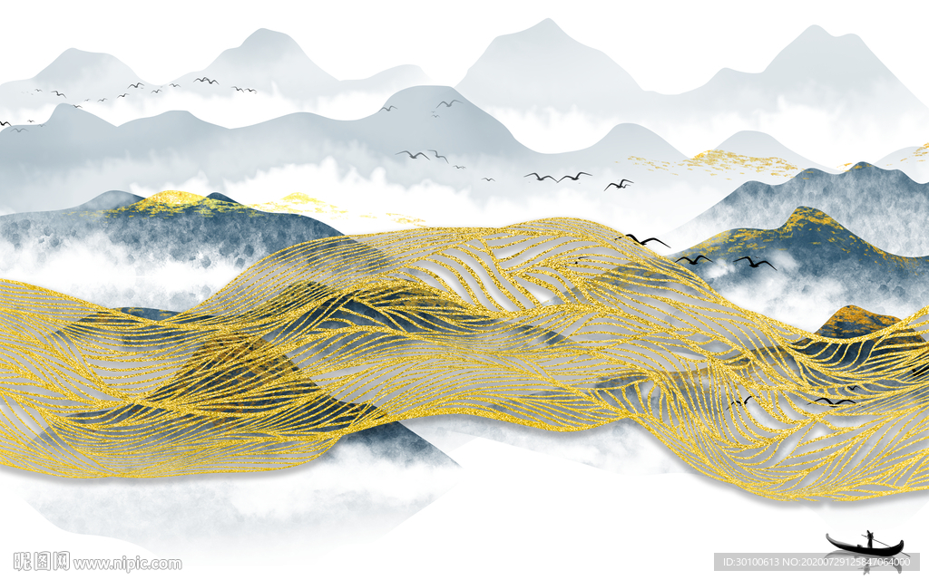 爆款背景山水画 TIF分层