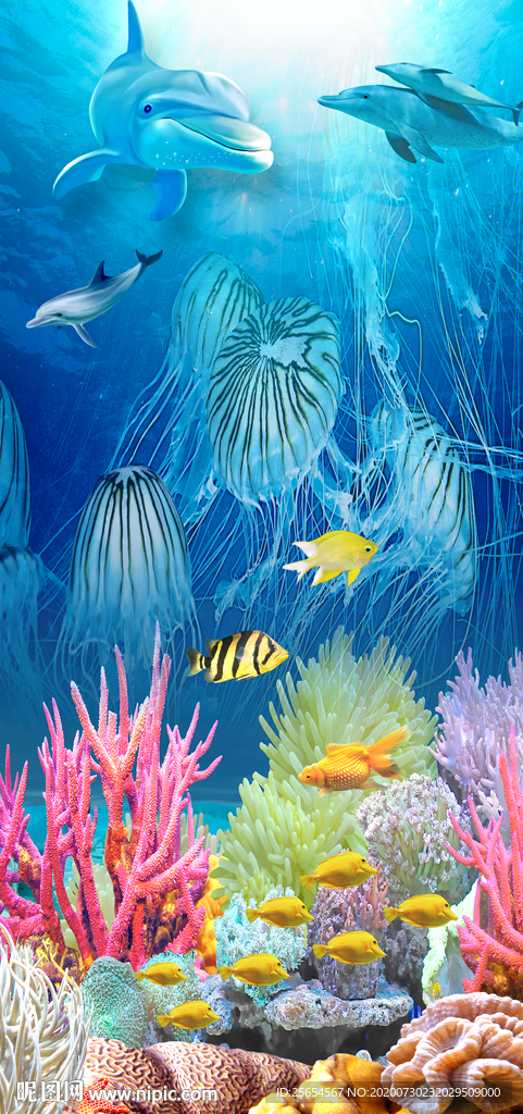 海底世界玄关过道背景墙