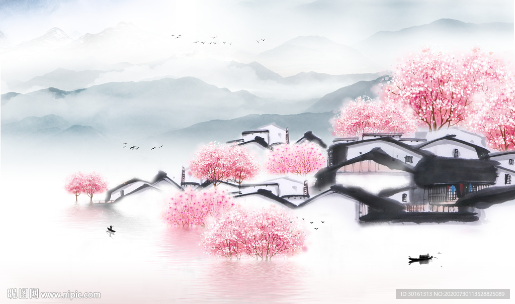 江南水乡背景墙