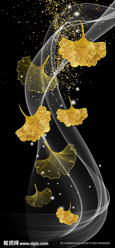 抽象线条银杏叶玄关