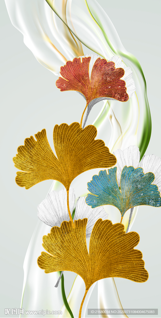 抽象线条银杏叶玄关