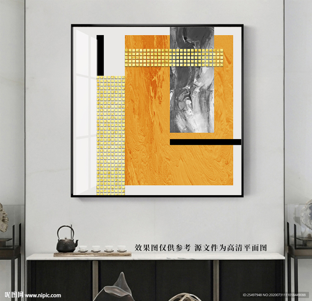 抽象几何油画机理装饰画