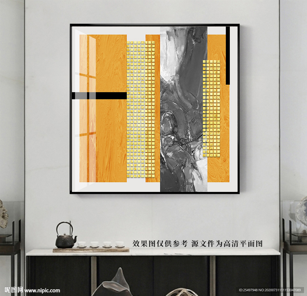 抽象几何油画机理装饰画