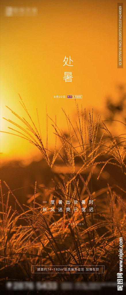 简约房地产处暑节气海报