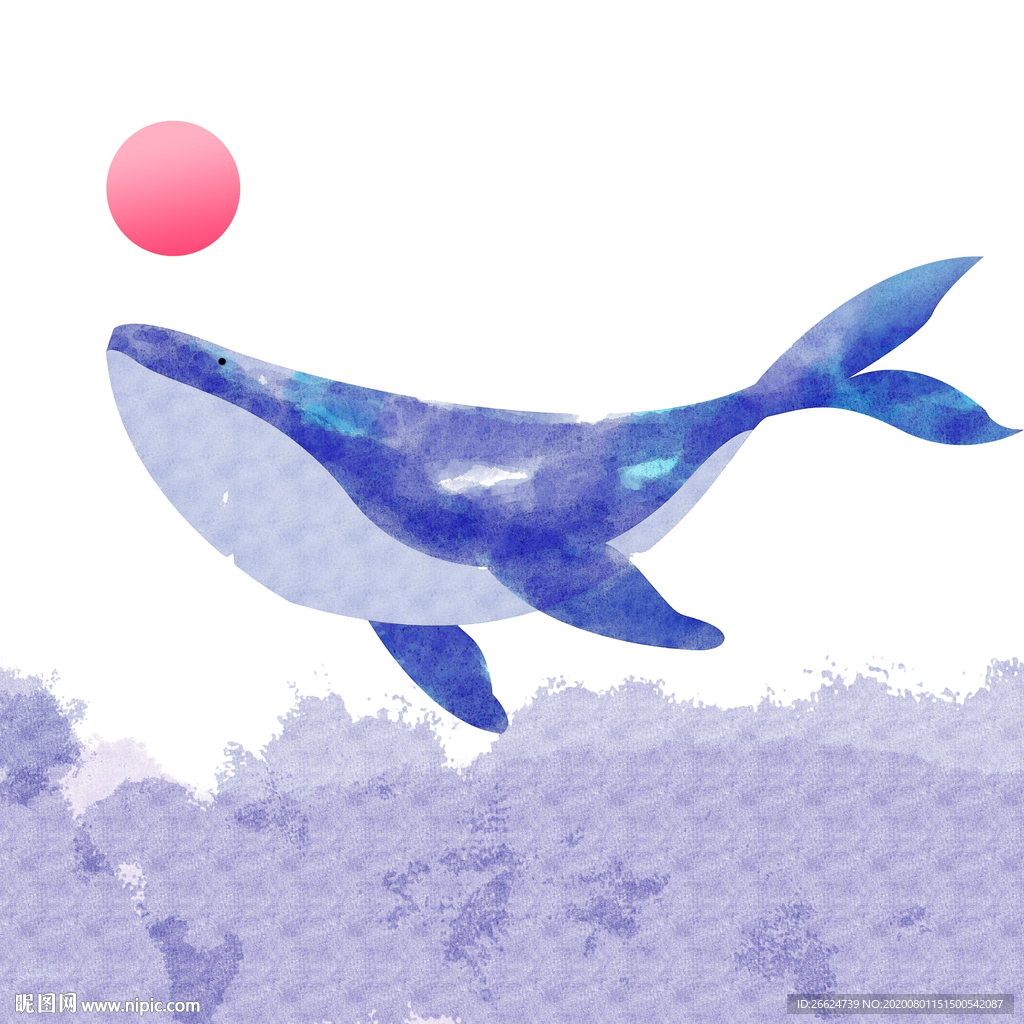 水彩鲸鱼