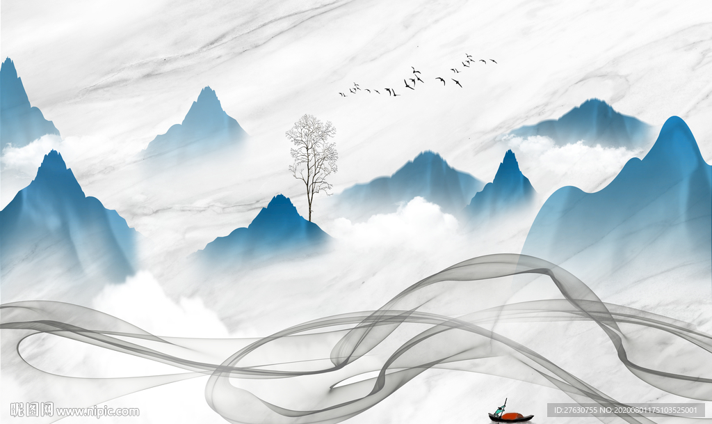 水墨山水背景墙