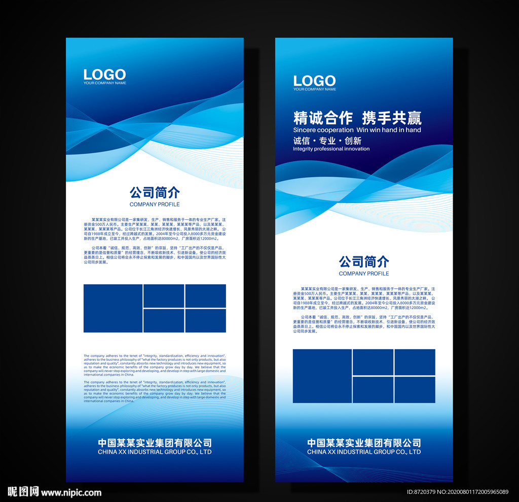 蓝色展架 企业展架 公司展架