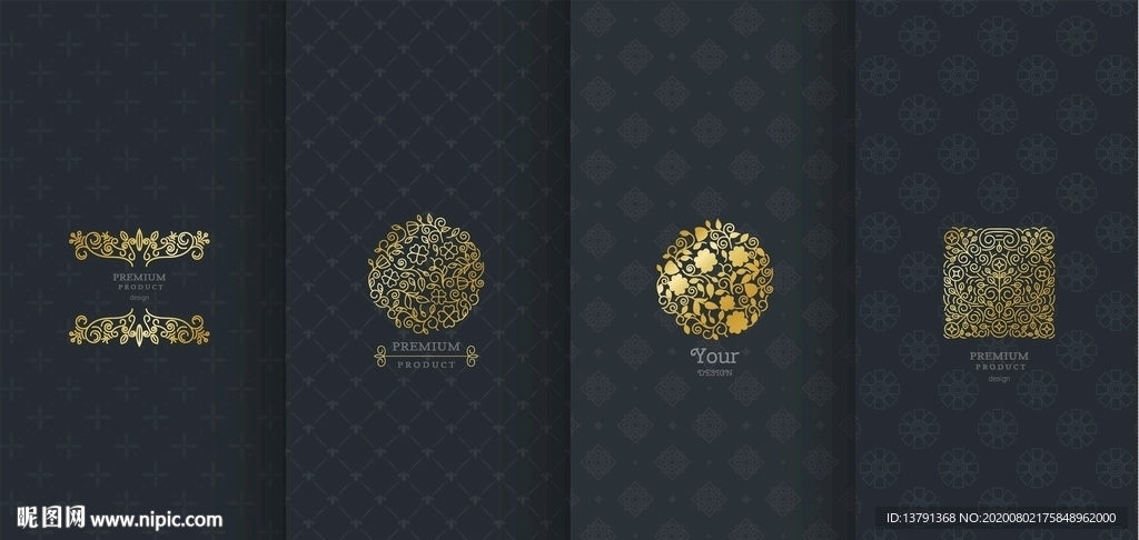 豪华金色古典边框纹理装饰包装