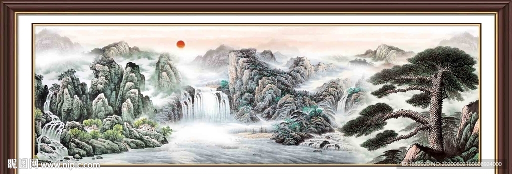 国画迎客松