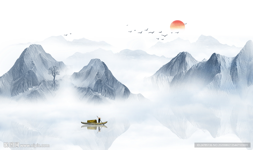 意境水墨山水画