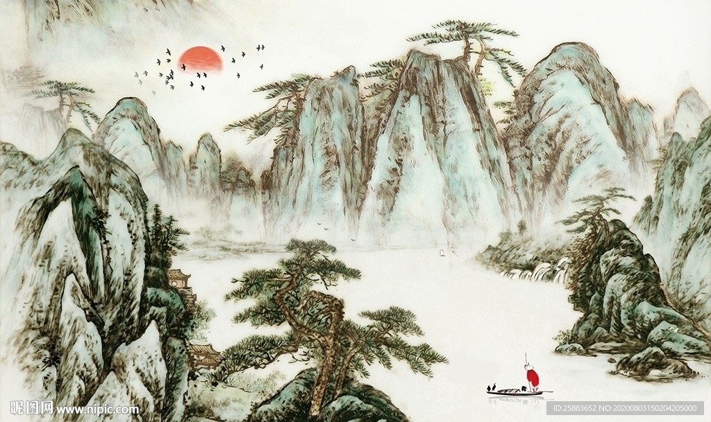 旭日东升电视背景墙