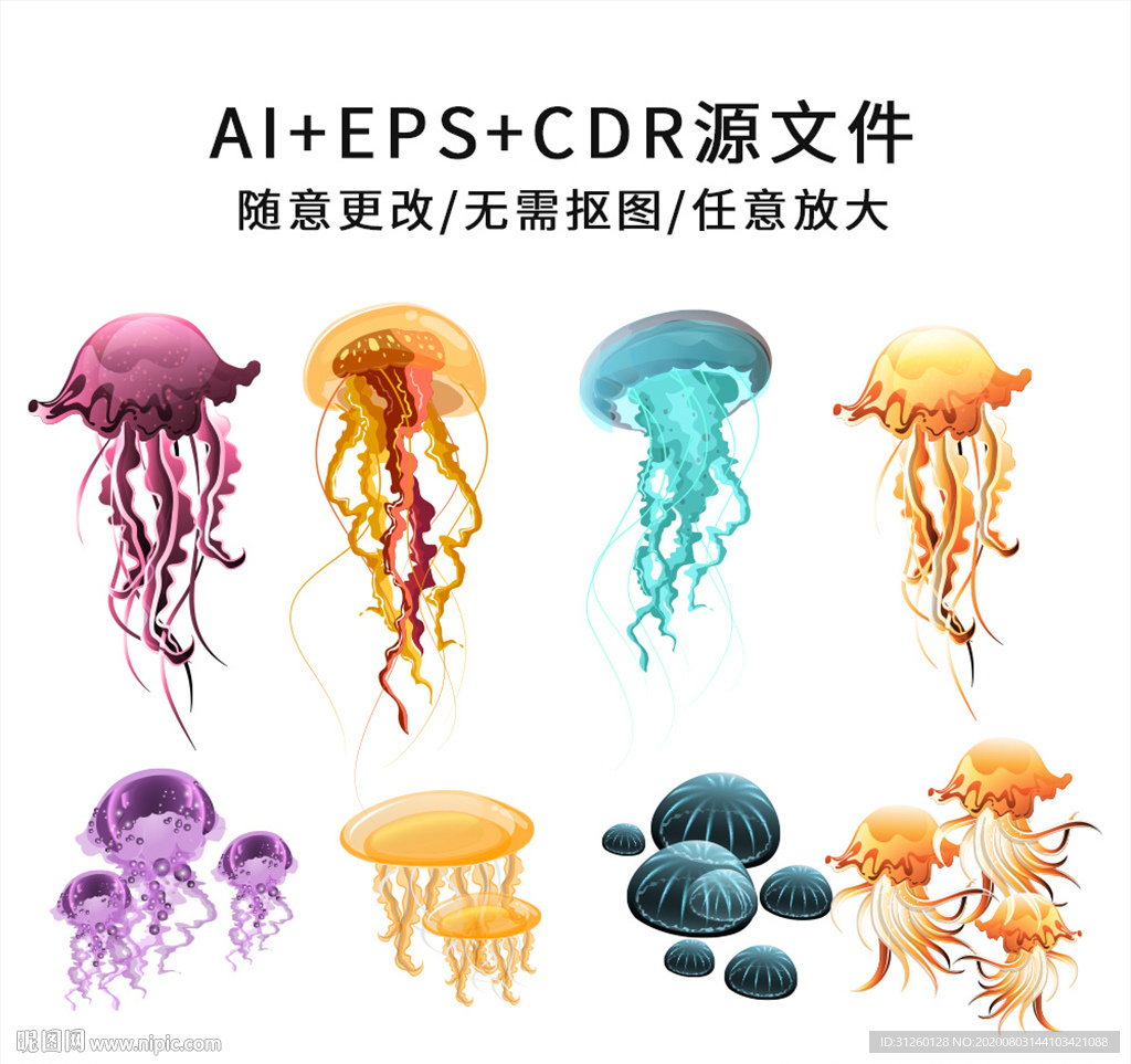 卡通手绘水母