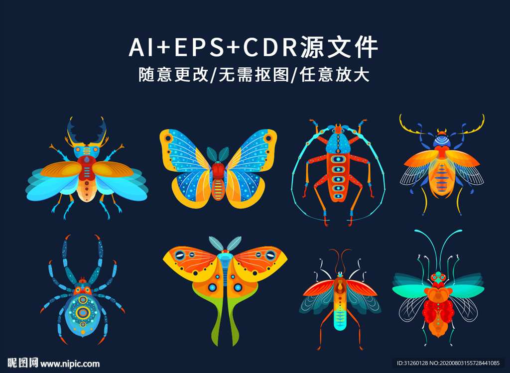卡通手绘昆虫