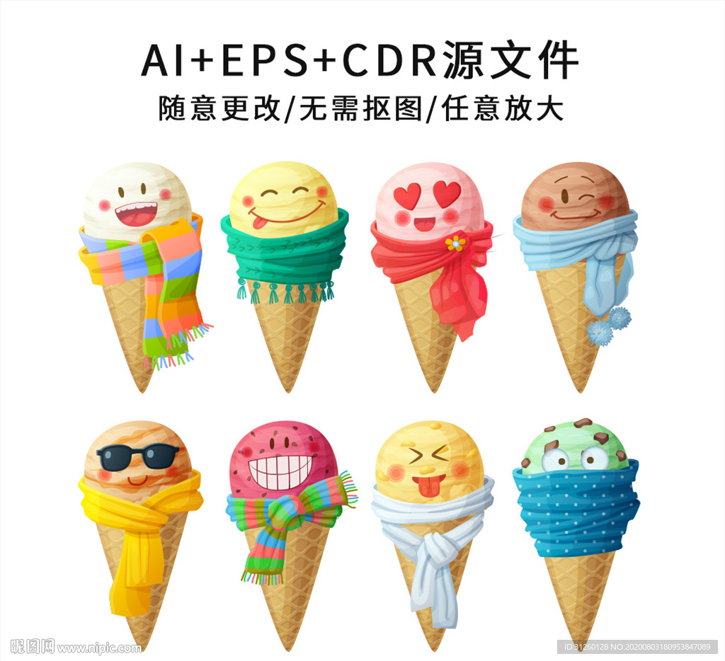 卡通冰淇淋表情形象