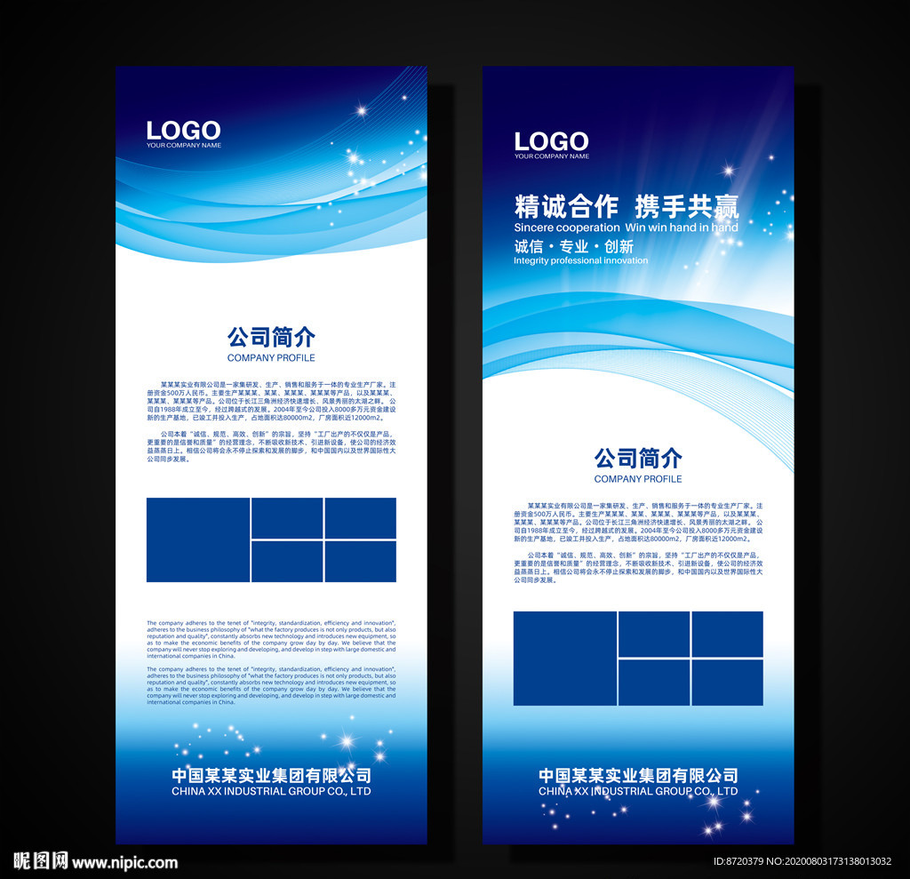 蓝色展架 企业展架 公司展架