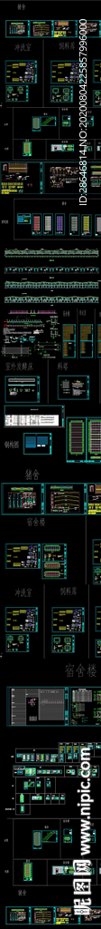 养猪连体式猪舍CAD建筑水电图