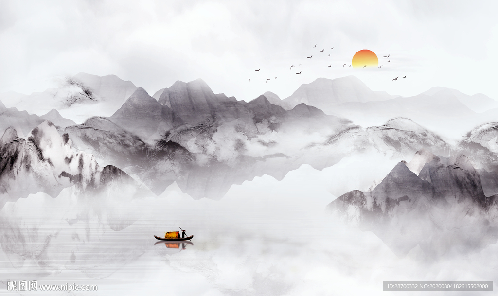 新中式水墨山水画