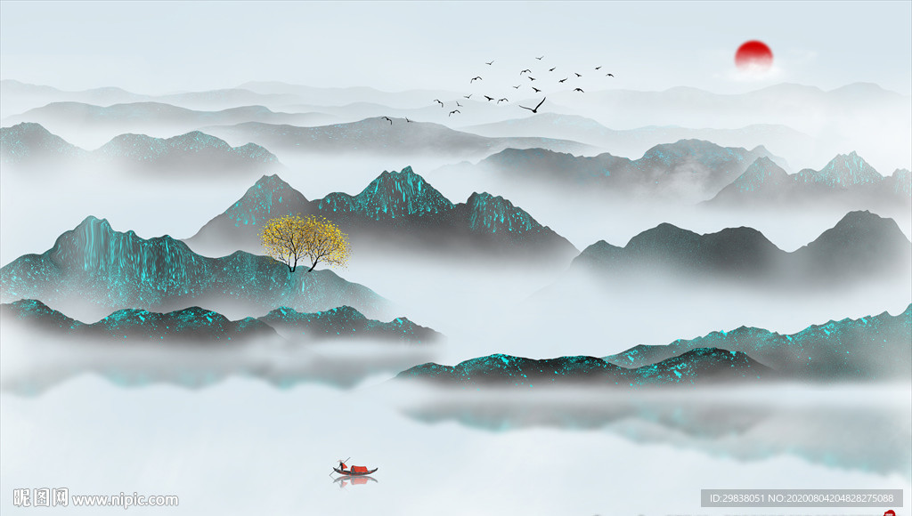 水墨山