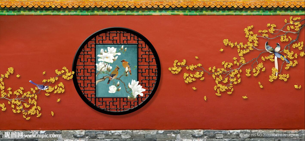 故宫红背景墙