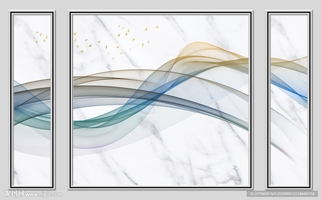 抽象线条飞鸟  加边框