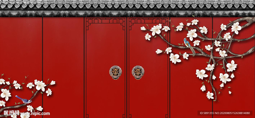 故宫红背景墙