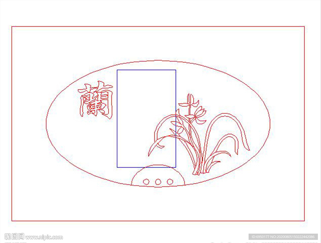 兰字花草兰花单线茶盘矢量精雕图