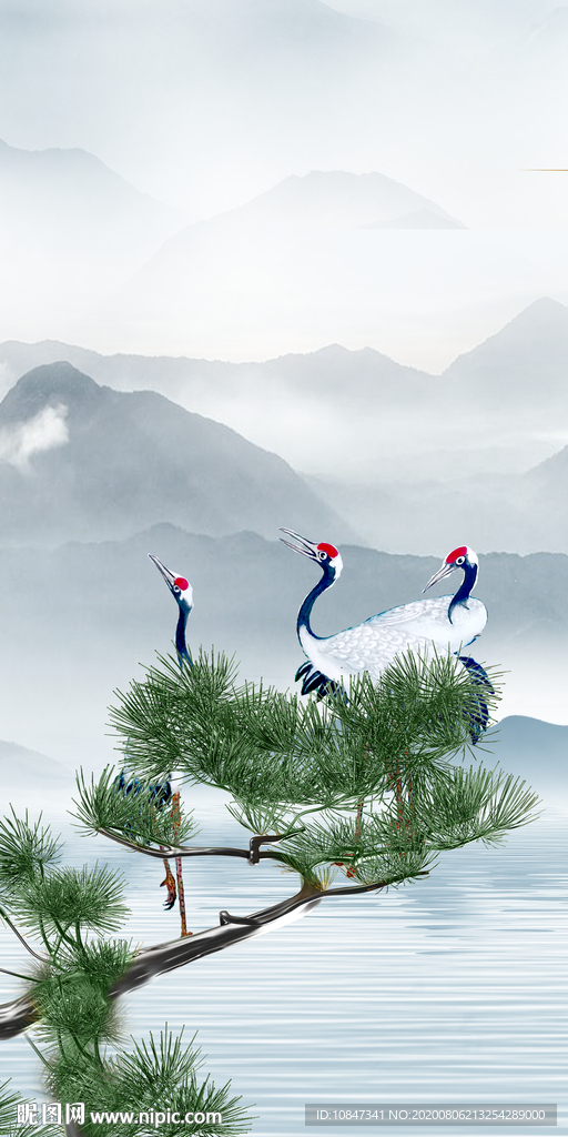 仙鹤山水唯美玄关 TIF分层