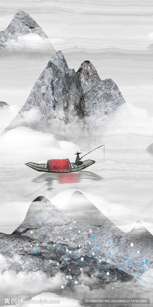 中国风山水新玄关画 TIF分层