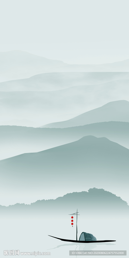 高档 山水画玄关 TIF分层