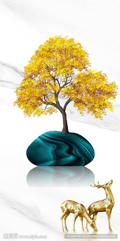 金鹿山水唯美玄关 TIF分层