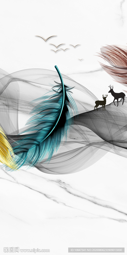 羽毛轻奢唯美玄关 TIF分层