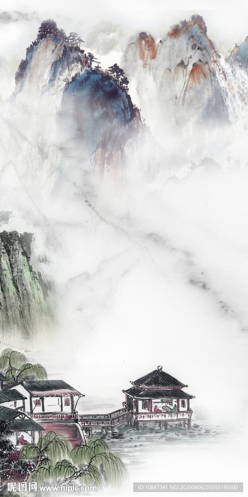 国画 轻奢唯美玄关 TIF分层