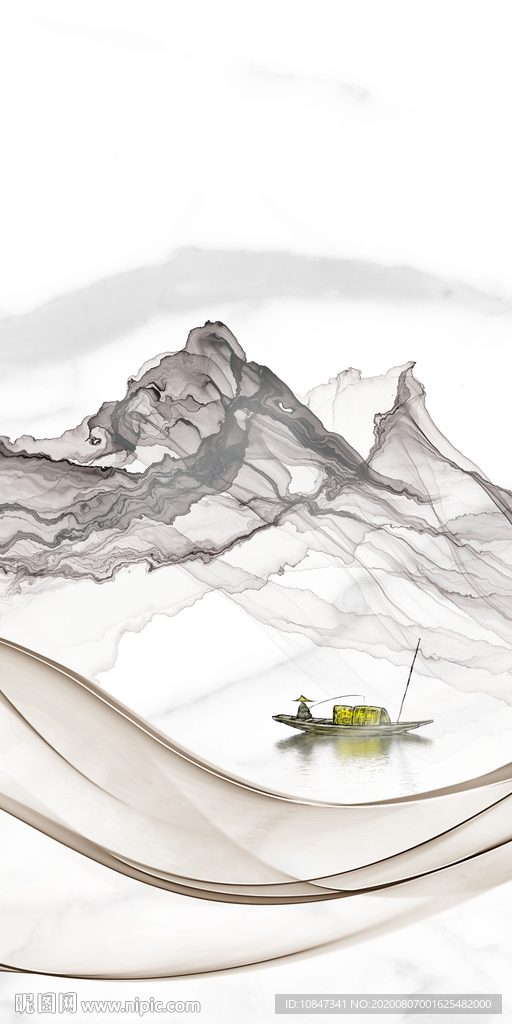 石纹山水画玄关 TIF分层