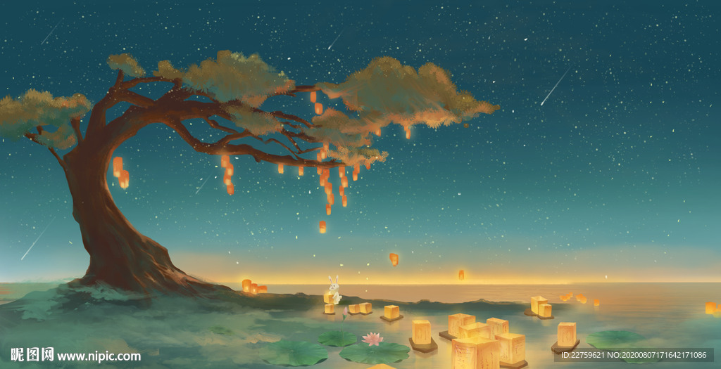 花灯节手绘插画
