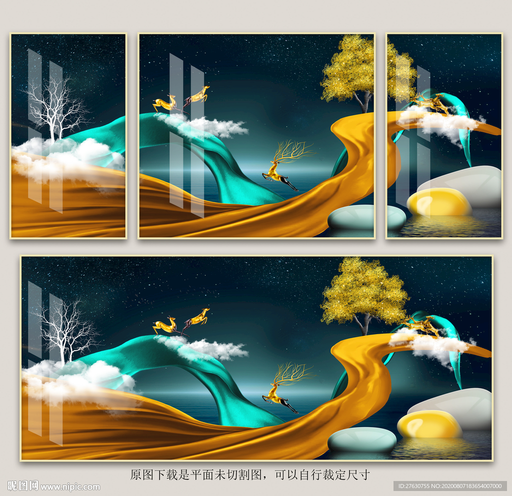 轻奢现代麋鹿装饰画