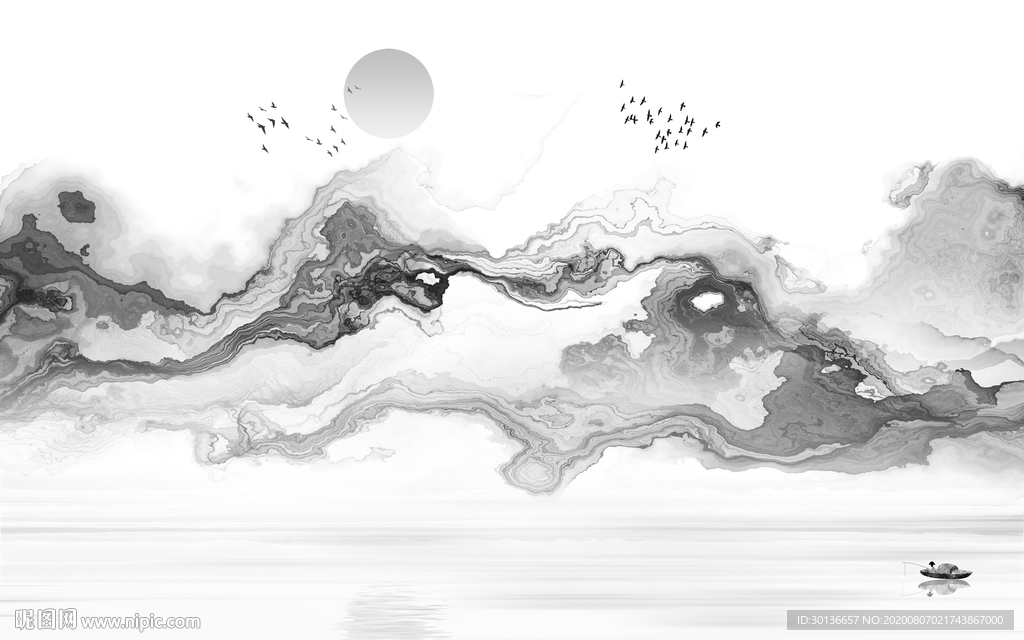 线条意境高端山水 TIF分层