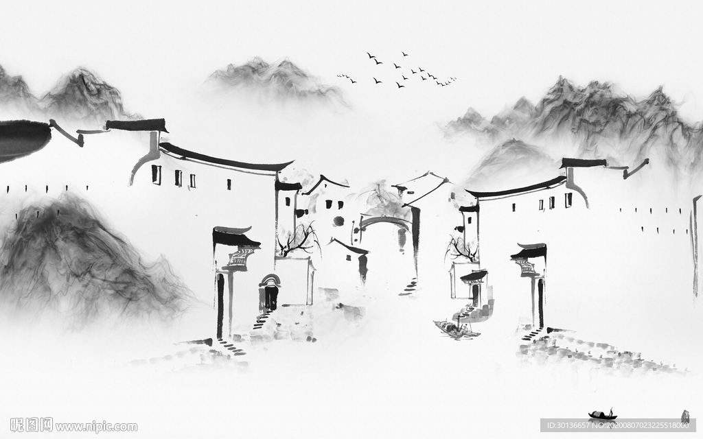 江南大气唯美山水 TIF分层