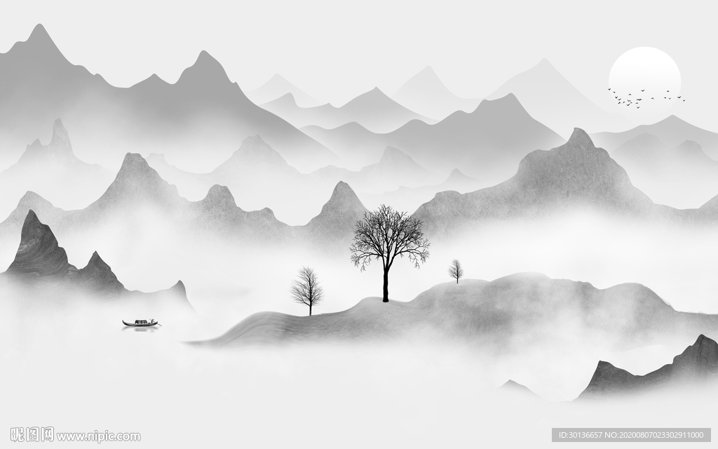 中式高端唯美山水 TIF分层