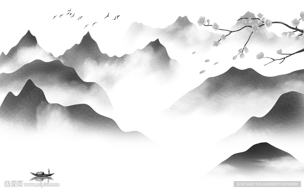 爆款简约唯美山水 TIF分层