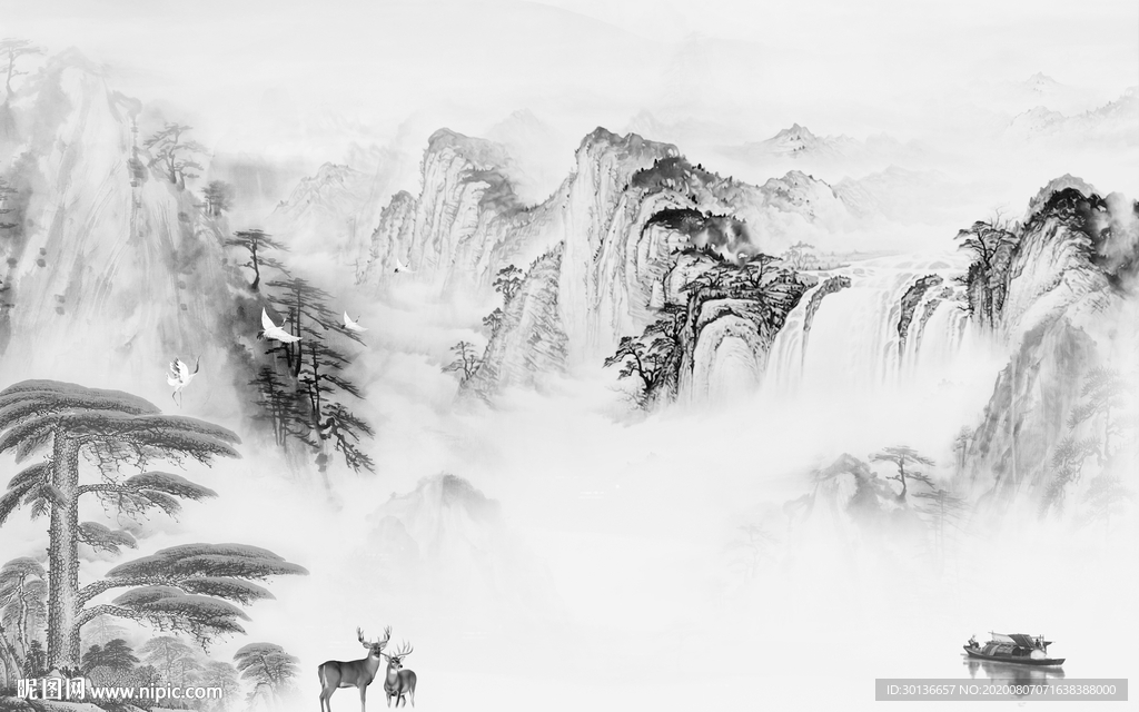 背景墙意境高端山水 TIF分层